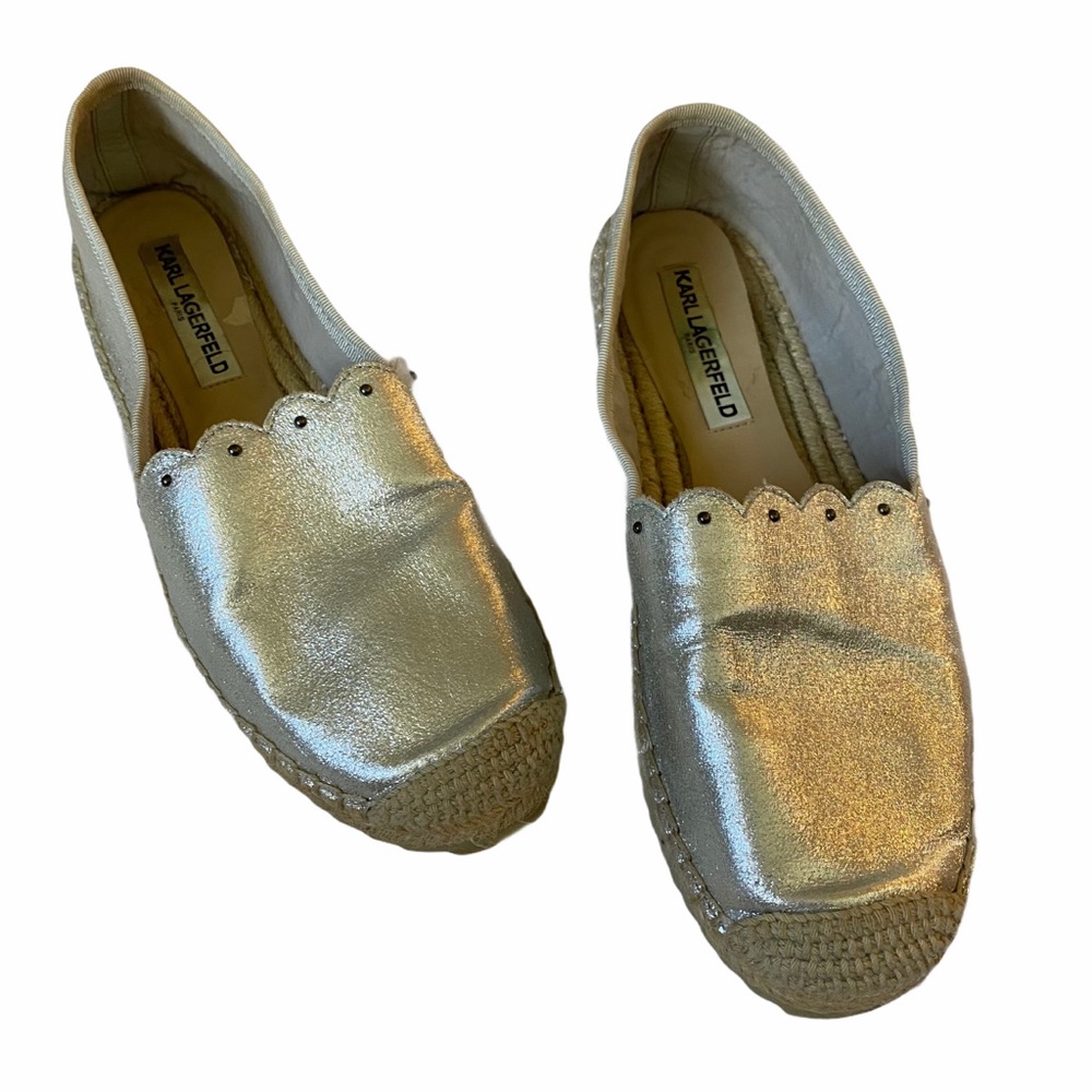 Karl Lagerfeld silver metallic espadrilles